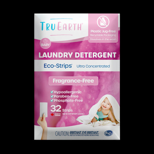 TruEarth Laundry Detergent Baby Fragrance-Free Front of Package || 32 Strips