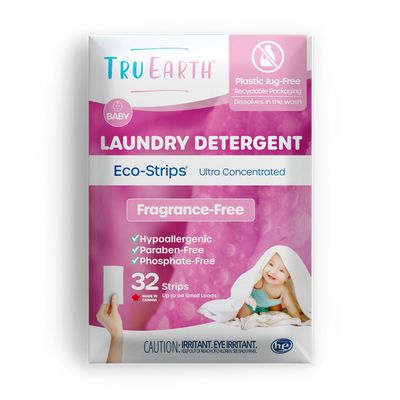 TruEarth Laundry Detergent Baby Fragrance-Free Front of Package || 32 Strips