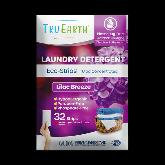 TruEarth Laundry Detergent Lilac Breeze Front of Package || 32 Strips