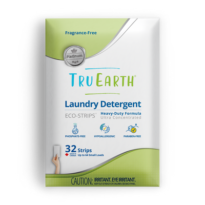TruEarth Platinum Laundry Detergent Fragrance-Free Front of Package || 32 Strips