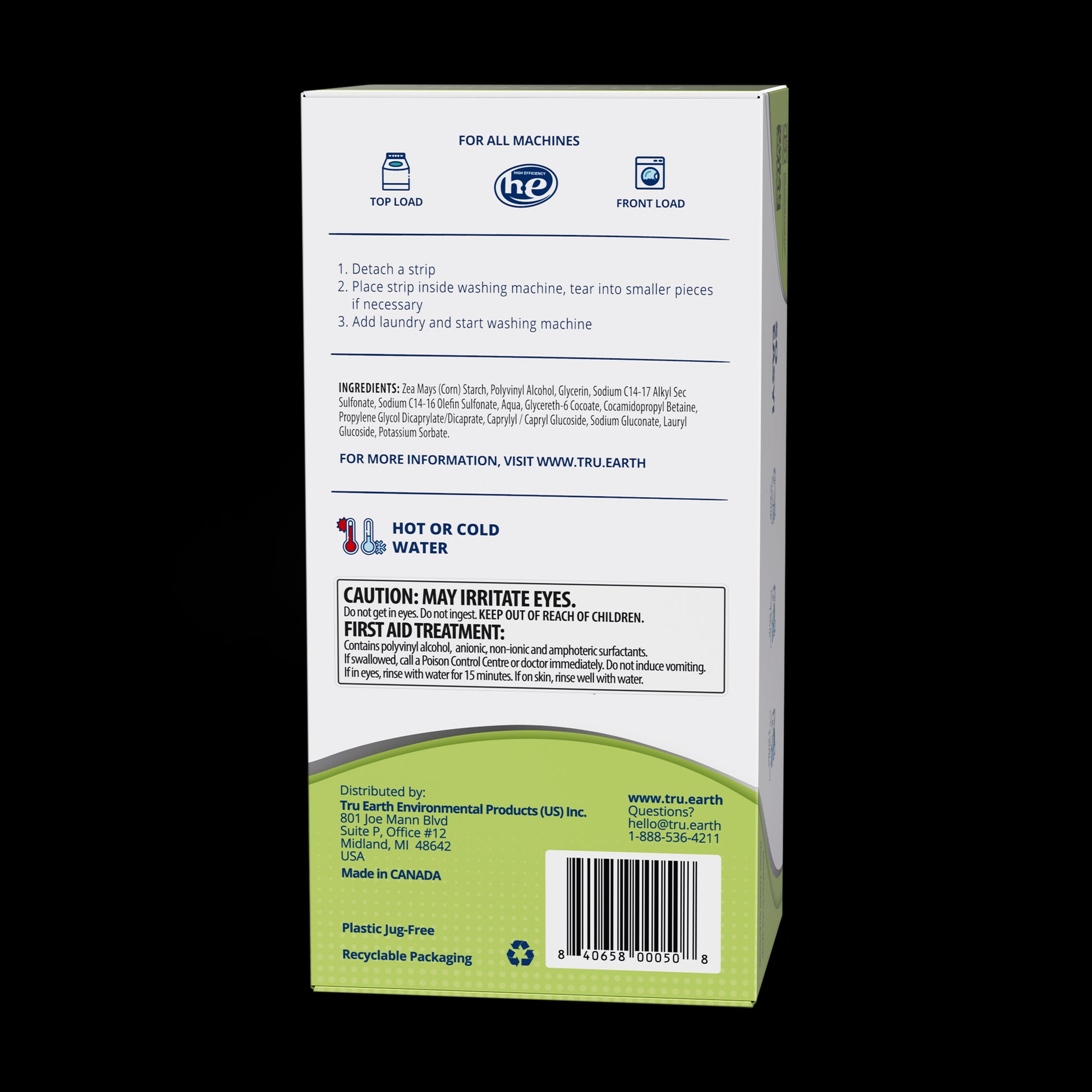TruEarth Platinum Laundry Detergent Fragrance-Free Back of Package