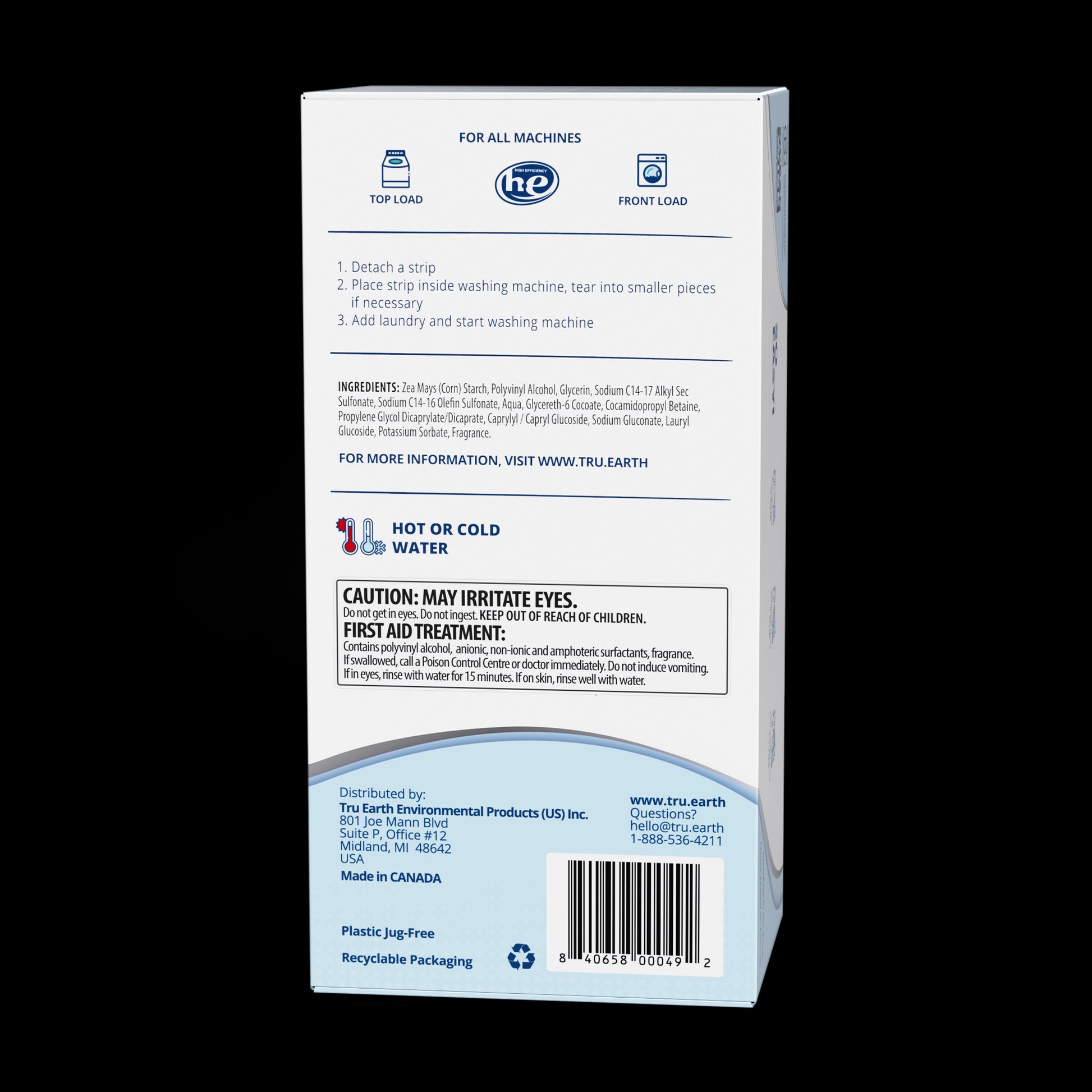 TruEarth Platinum Laundry Detergent Fresh Linen Back of Package