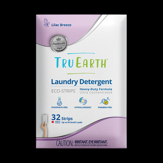 TruEarth Platinum Laundry Detergent Lilac Breeze Front of Package || 32 Strips