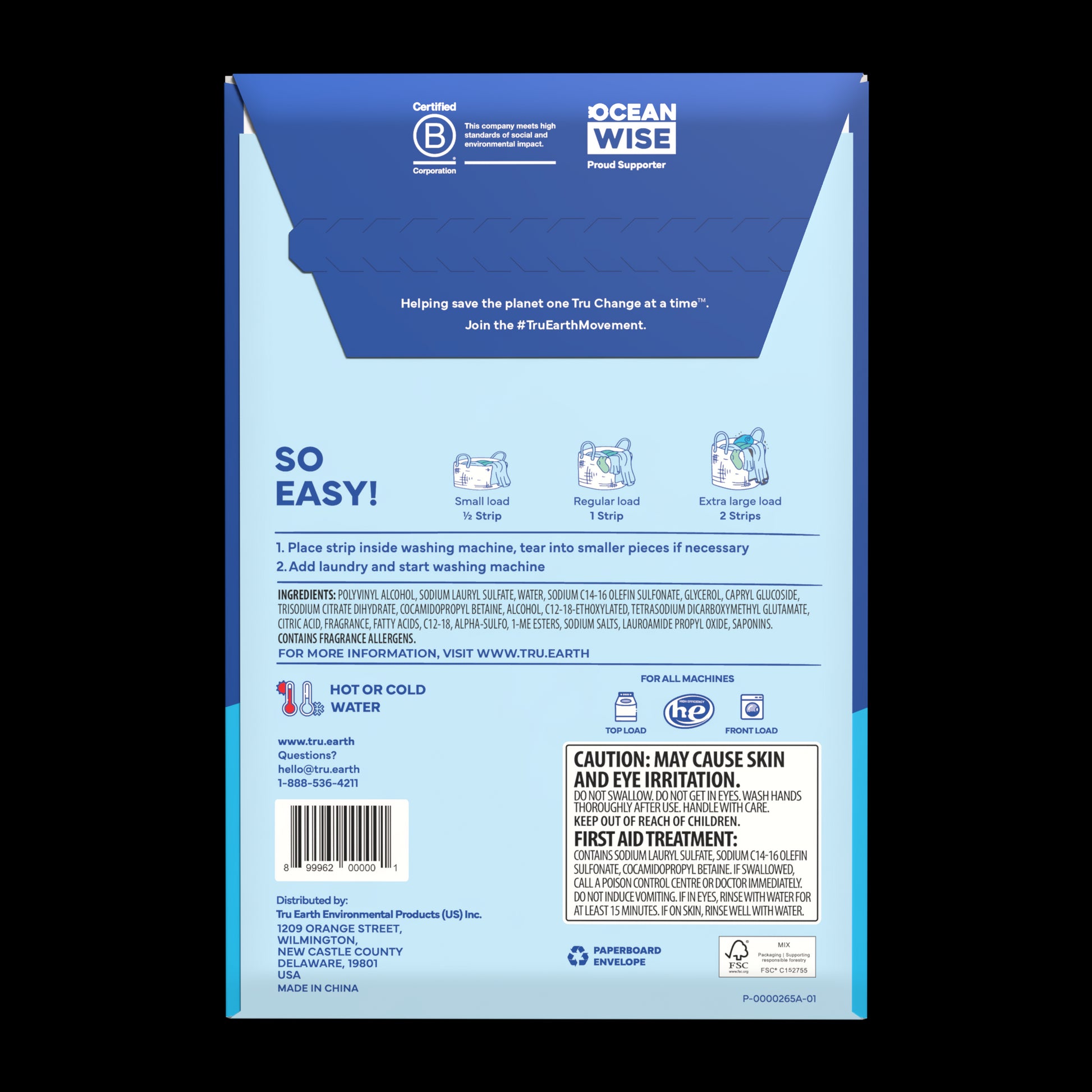 TruEarth Laundry Detergent Fresh Linen Back of Package