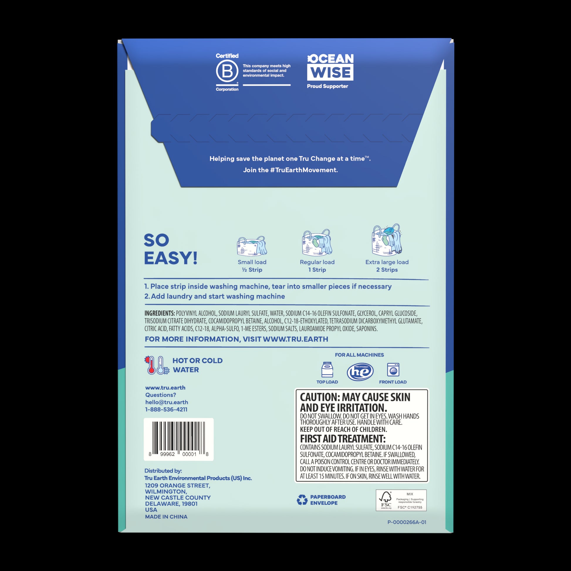 TruEarth Laundry Detergent Fragrance-Free Back of Package