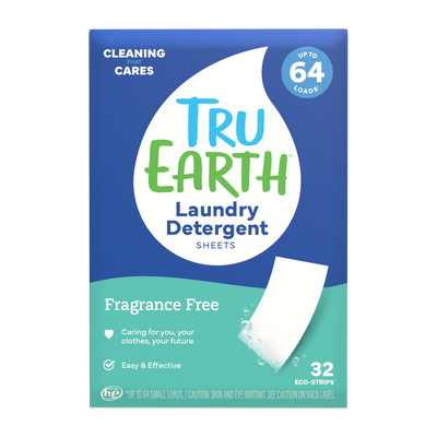 TruEarth Laundry Detergent Fragrance-Free Front of Package || 32 Strips