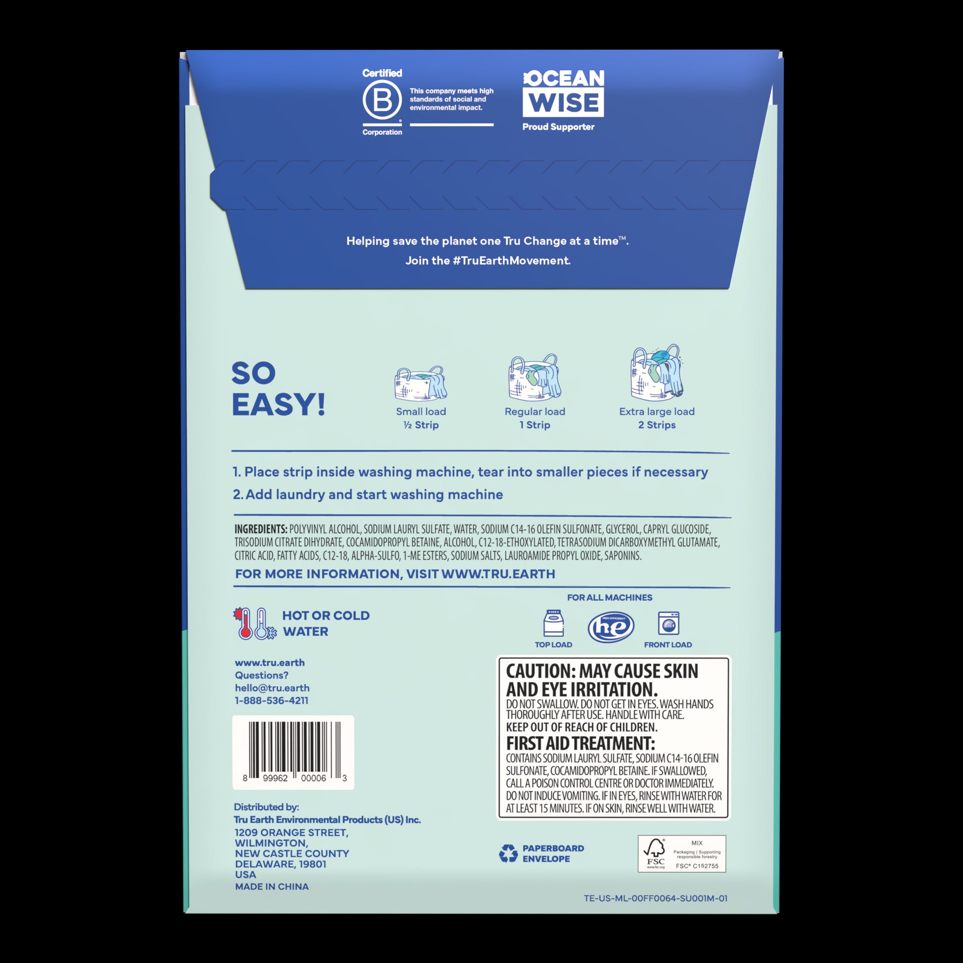 TruEarth Laundry Detergent Fragrance-Free Back of Package