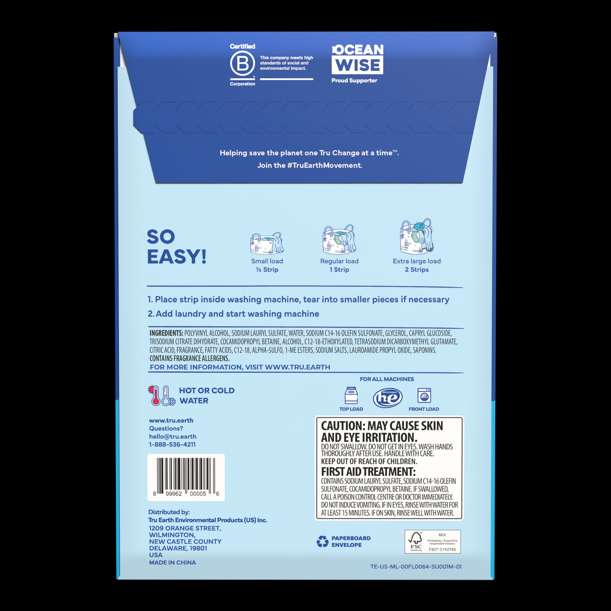 TruEarth Laundry Detergent Fresh Linen Back of Package