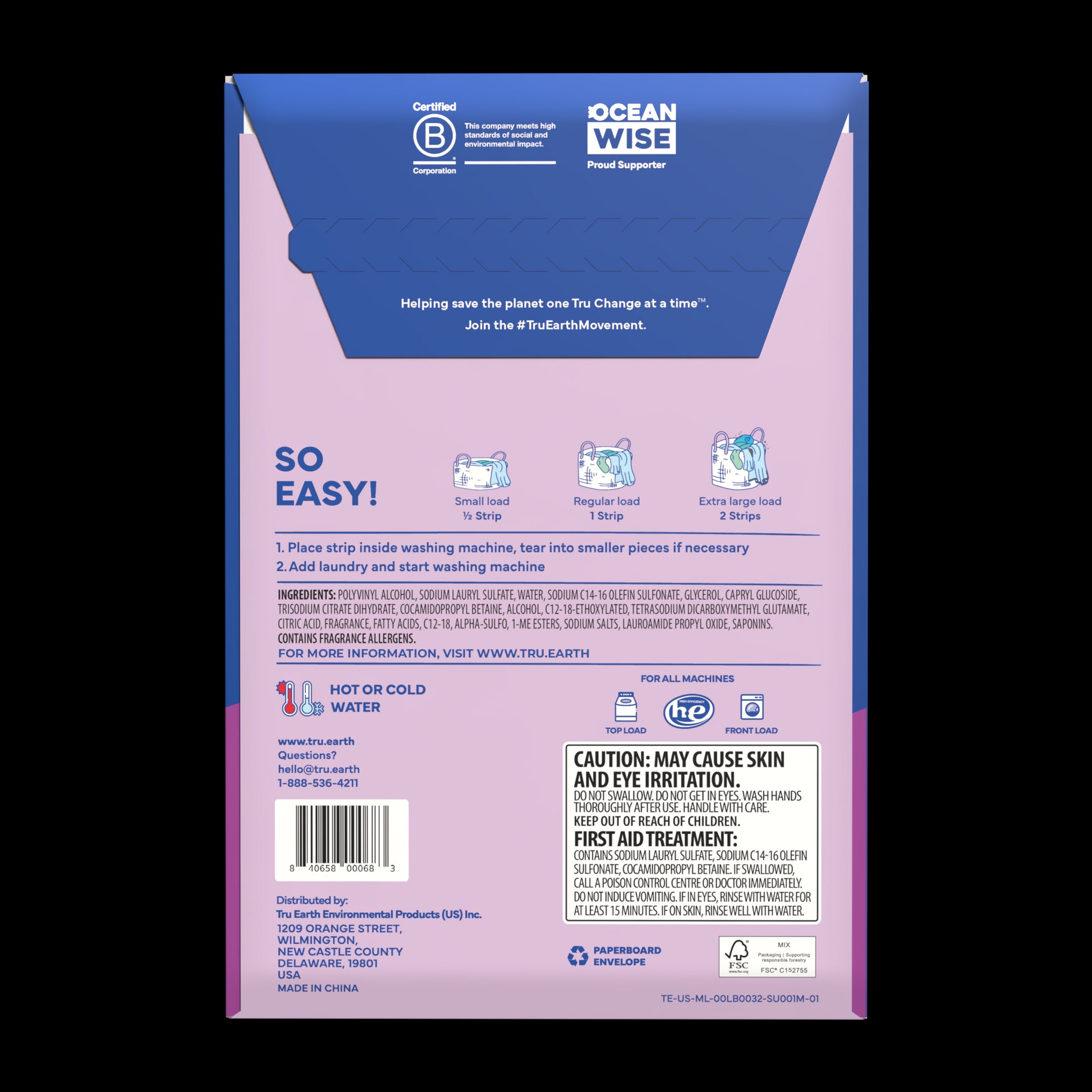 TruEarth Laundry Detergent Lilac Breeze Back of Package