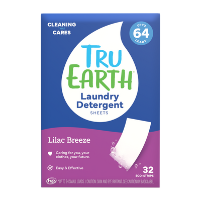 TruEarth Laundry Detergent Lilac Breeze Front of Package || 32 Strips