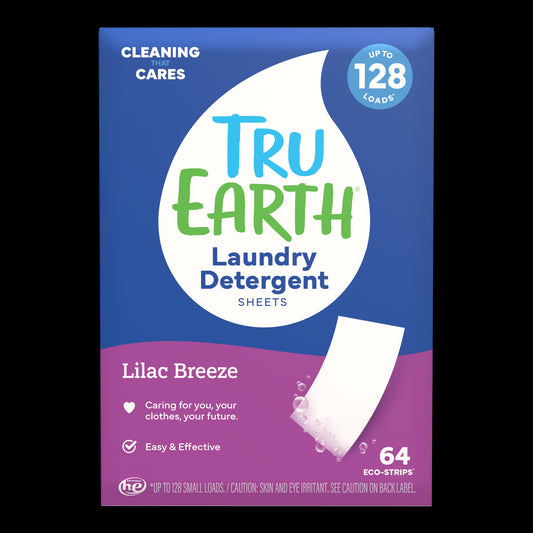TruEarth Laundry Detergent Lilac Breeze Front of Package || 64 Strips