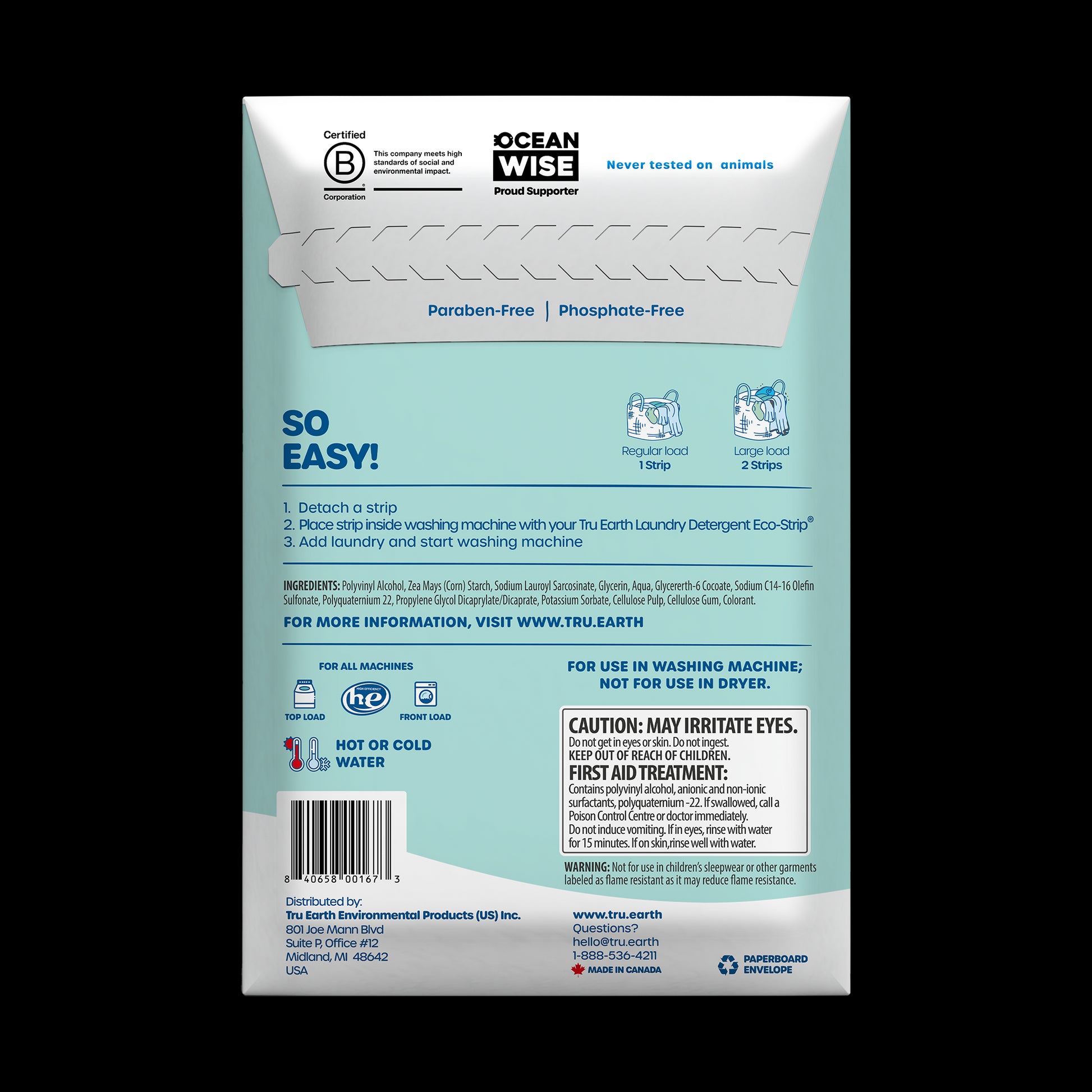 TruEarth Fabric Softener Fragrance-Free Back of Package