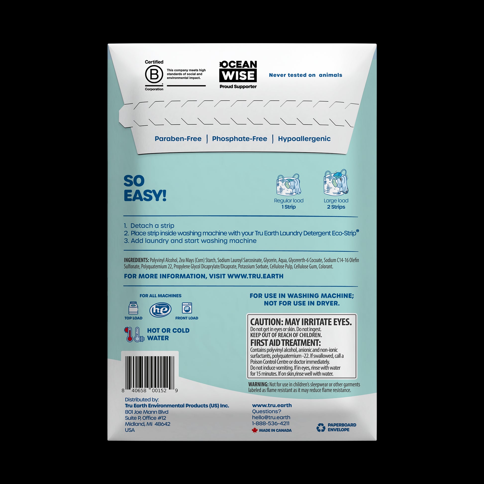 TruEarth Fabric Softener Fragrance-Free Back of Package
