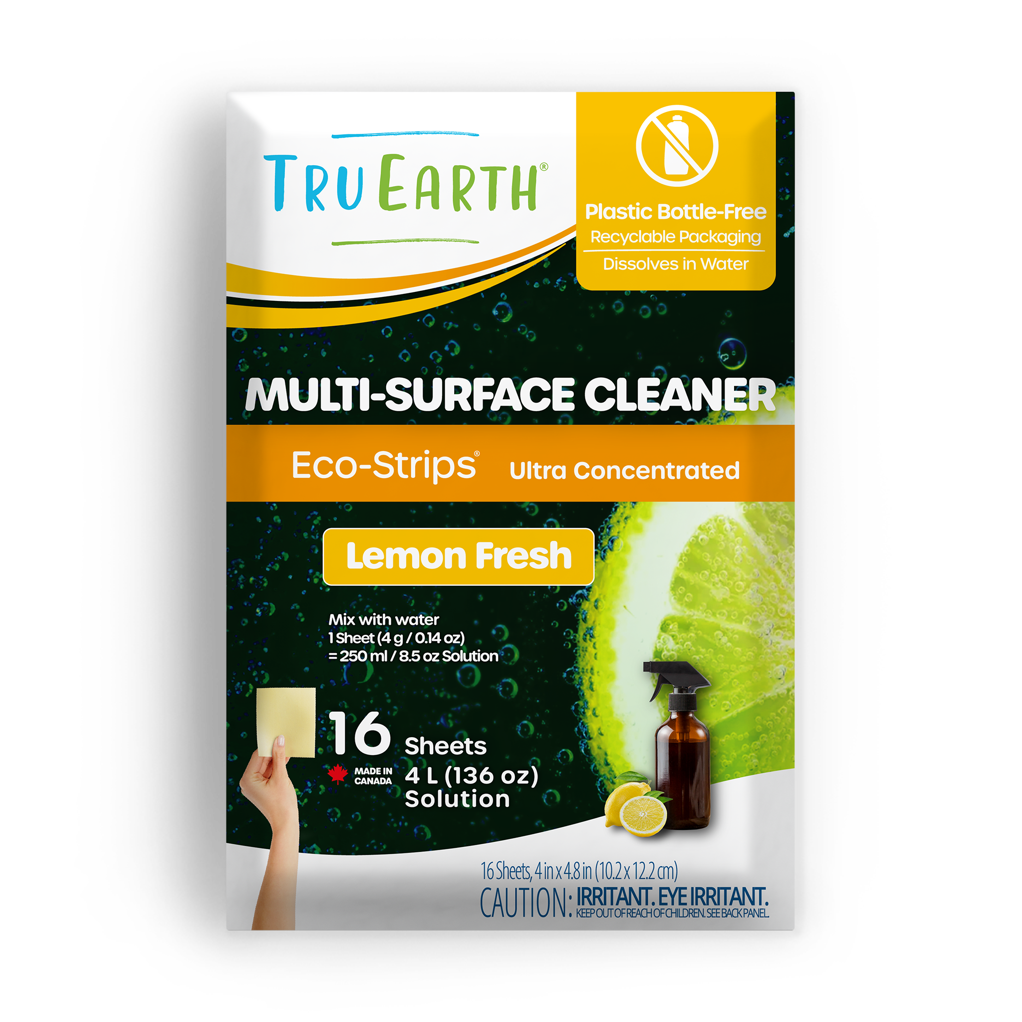 TruEarth Multi-Surface Cleaner Front of Package || 16 Sheets