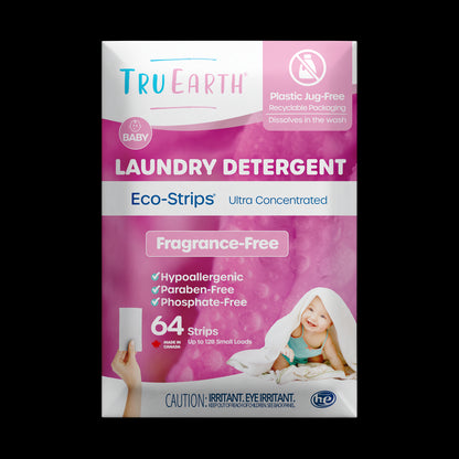 TruEarth Laundry Detergent Baby Fragrance-Free Front of Package || 64 Strips