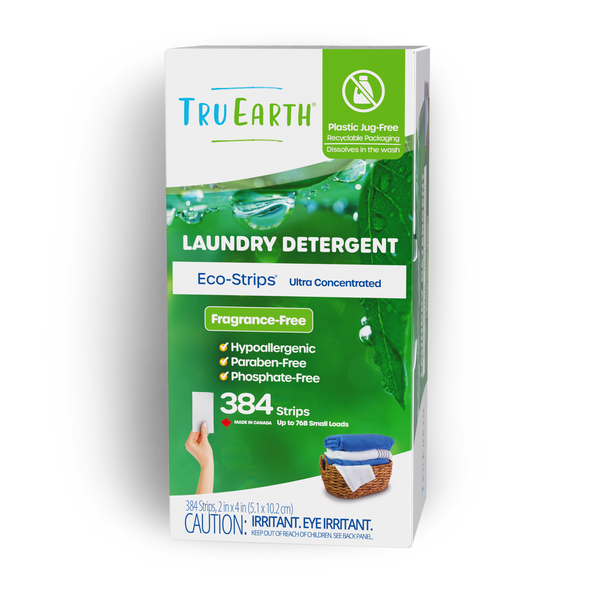 TruEarth Laundry Detergent Fragrance-Free Front of Package || 384 Strips