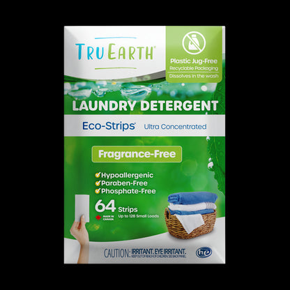 TruEarth Laundry Detergent Fragrance-Free Front of Package || 64 Strips