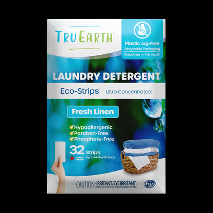 TruEarth Laundry Detergent Fresh Linen Front of Package || 32 Strips