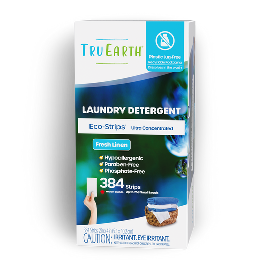 TruEarth Laundry Detergent Fresh Linen Front of Package || 384 Strips