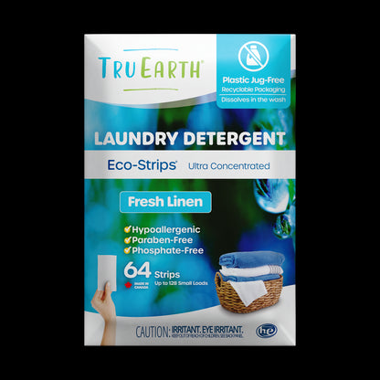 TruEarth Laundry Detergent Fresh Linen Front of Package || 64 Strips