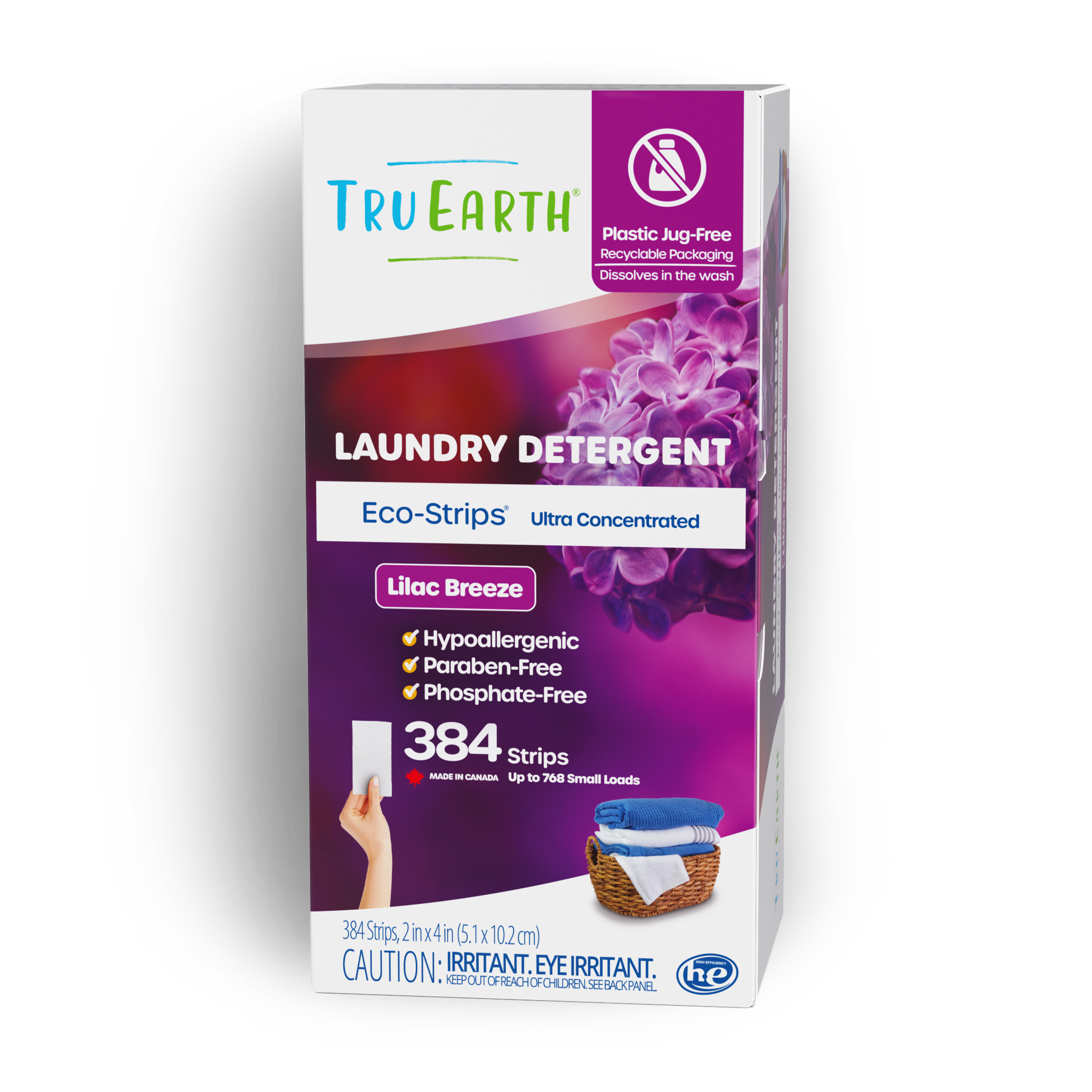 TruEarth Laundry Detergent Lilac Breeze Front of Package || 384 Strips