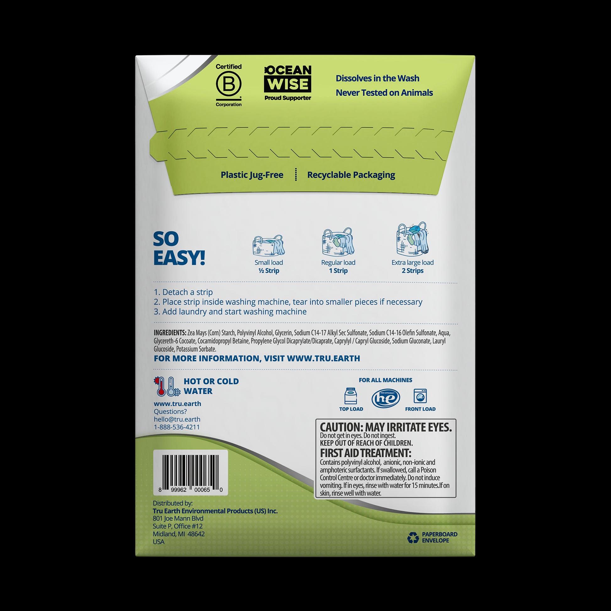 TruEarth Platinum Laundry Detergent Fragrance-Free Back of Package