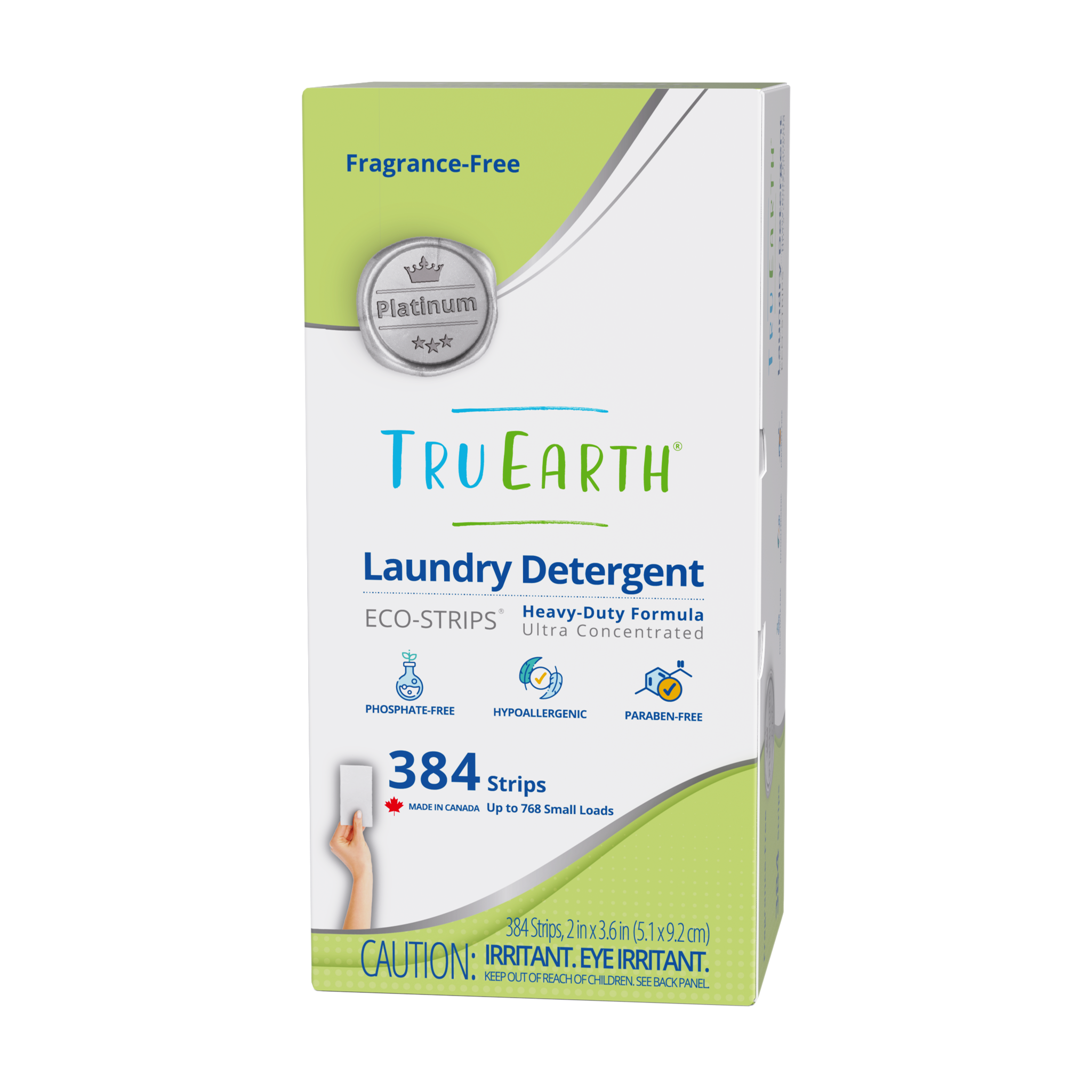 TruEarth Platinum Laundry Detergent Fragrance-Free Front of Package || 384 Strips