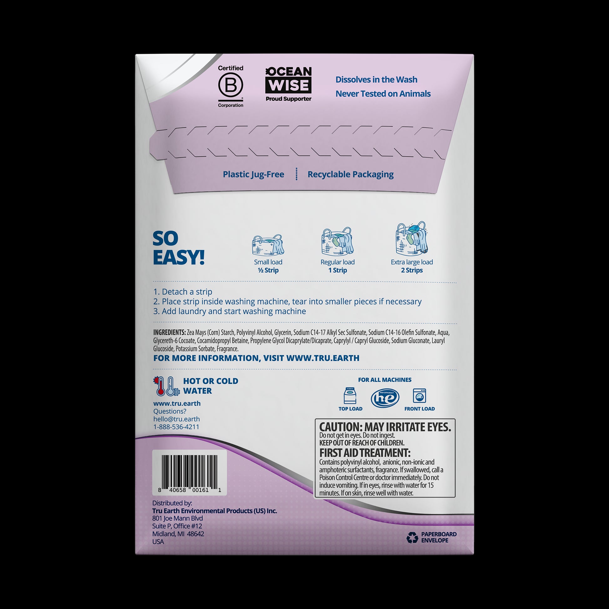 TruEarth Platinum Laundry Detergent Lilac Breeze Back of Package