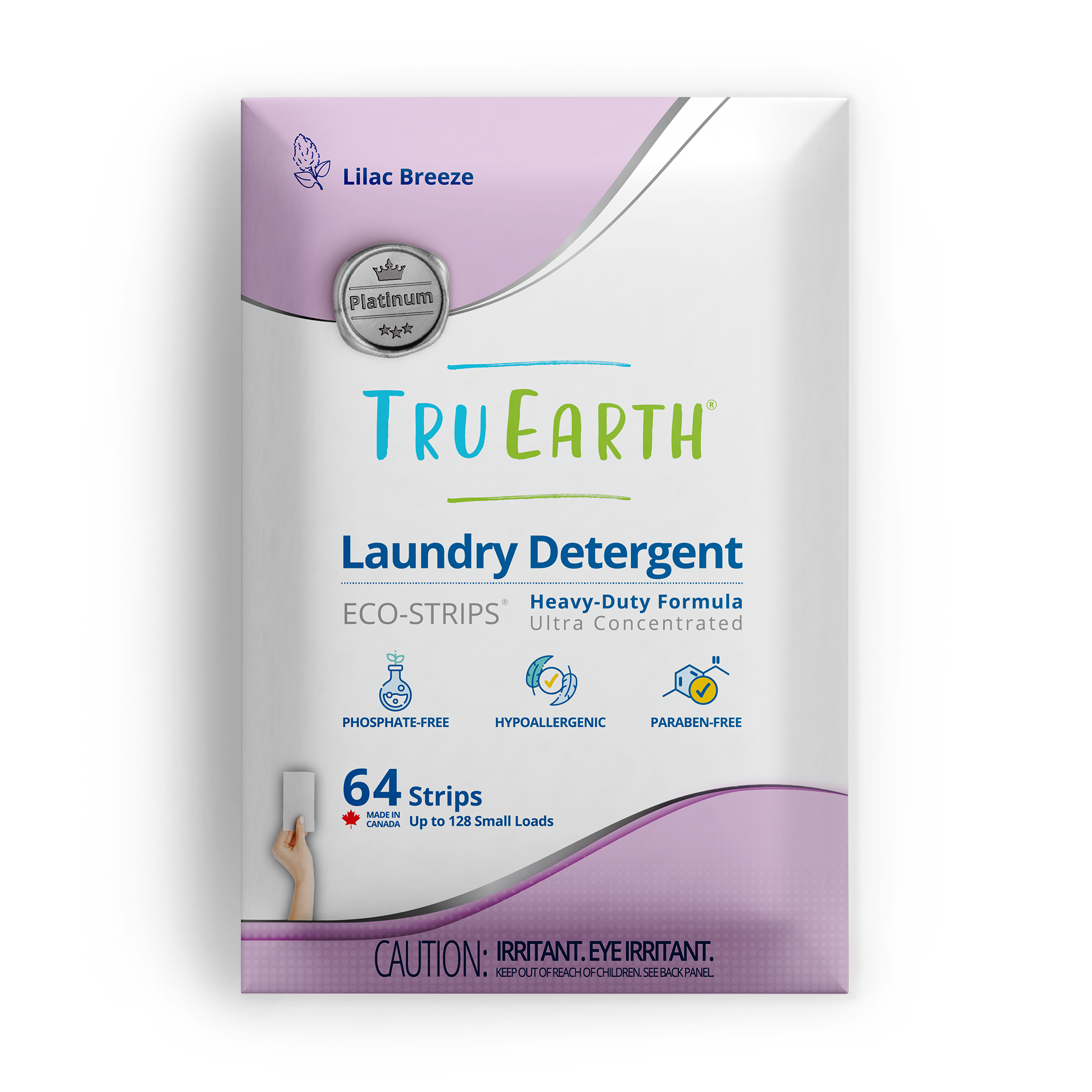 TruEarth Platinum Laundry Detergent Lilac Breeze Front of Package || 64 Strips