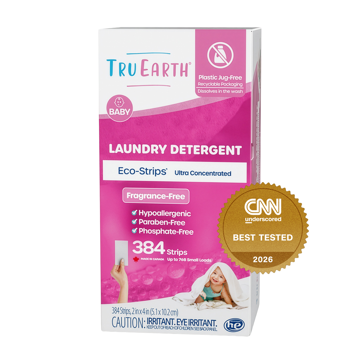 TruEarth Laundry Detergent Baby Fragrance-Free Front of Package, CNN Underscored Best Tested 2026