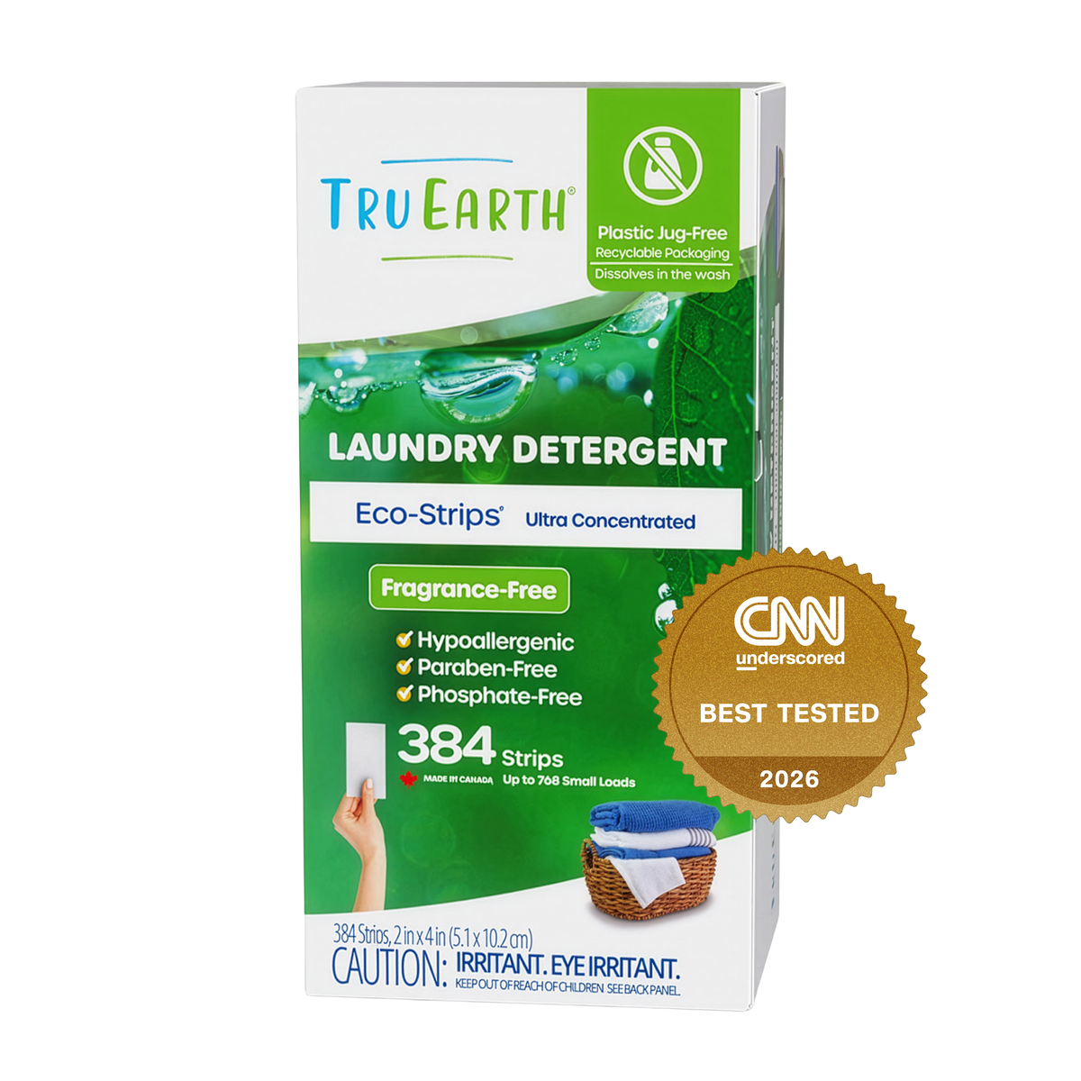 TruEarth Laundry Detergent Fragrance-Free Front of Package, CNN Underscored Best Tested 2026