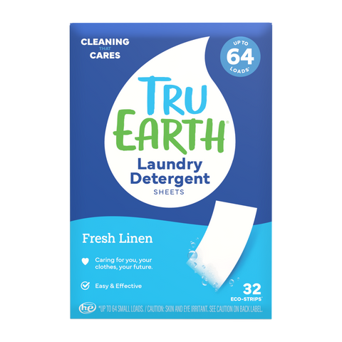 TruEarth Laundry Detergent Fresh Linen Front of Package || 32 Strips