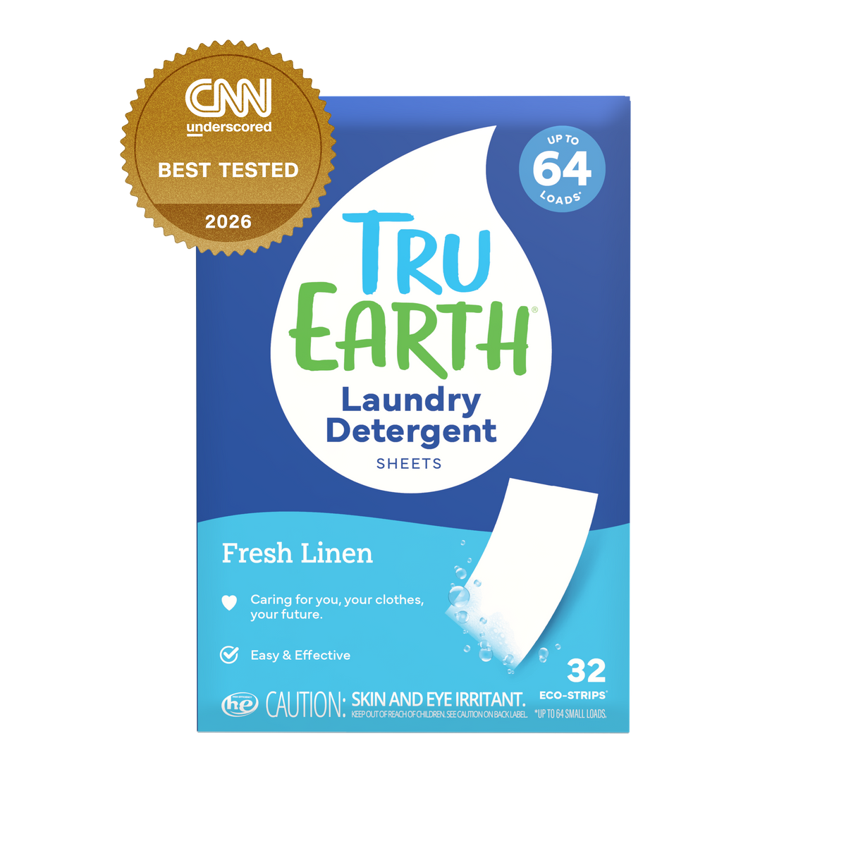 TruEarth Laundry Detergent Fresh Linen Front of Package, CNN Underscored Best Tested 2026