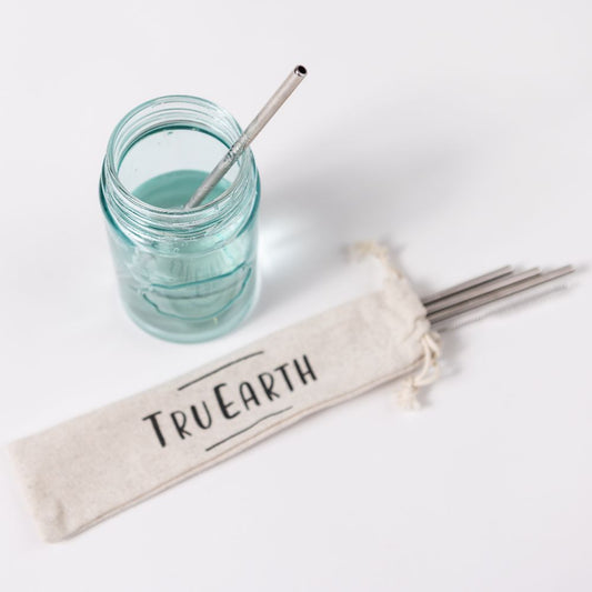 Tru Earth Stainless Steel Straws 4-pc Bag with cleaner