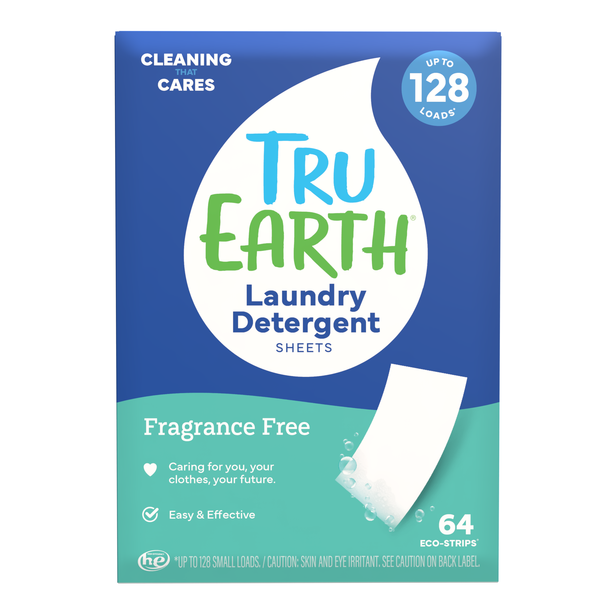TruEarth Laundry Detergent Fragrance-Free Front of Package || 64 Strips