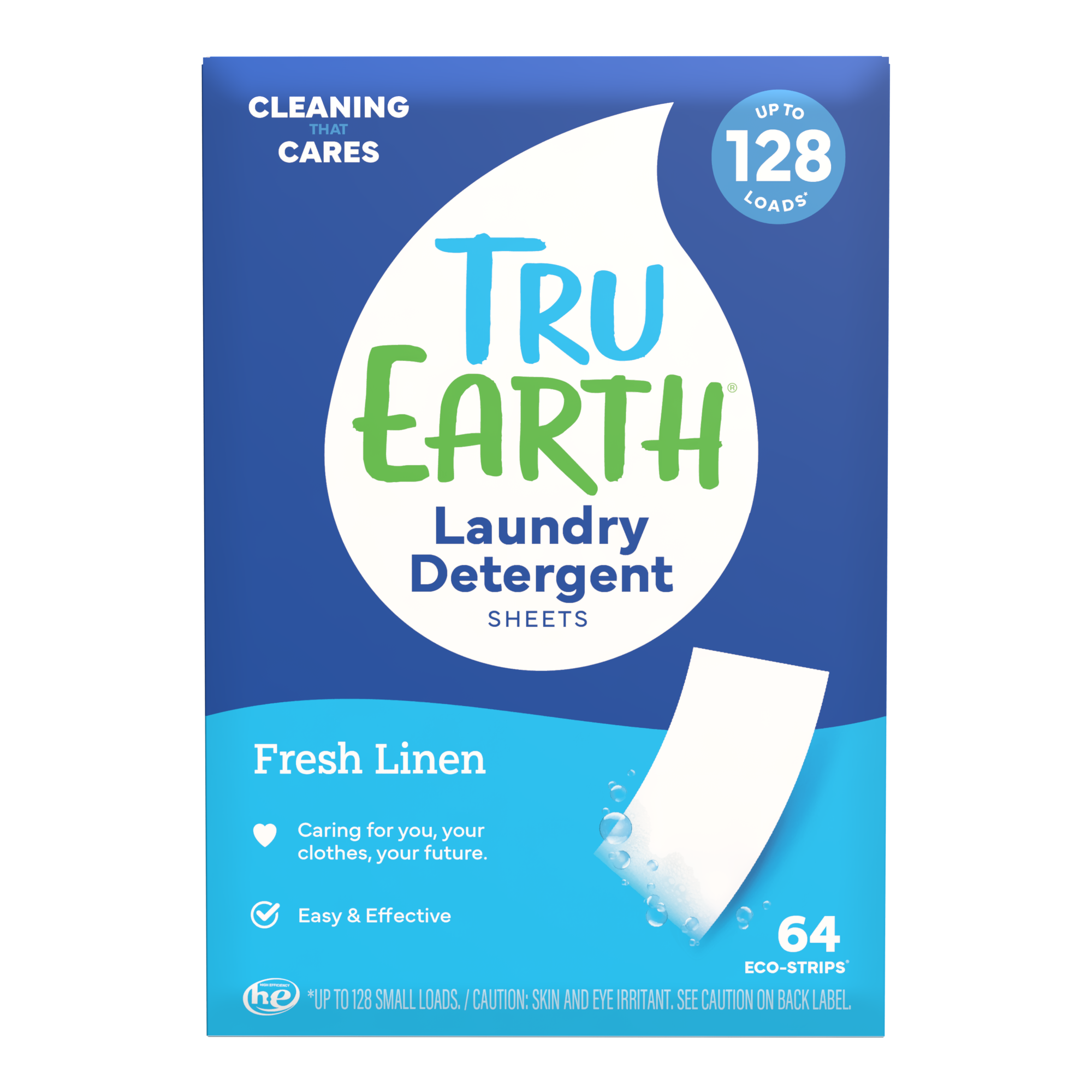 TruEarth Laundry Detergent Fresh Linen Front of Package || 64 Strips