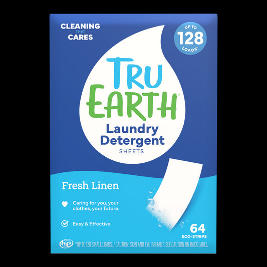 TruEarth Laundry Detergent Fresh Linen Front of Package || 64 Strips