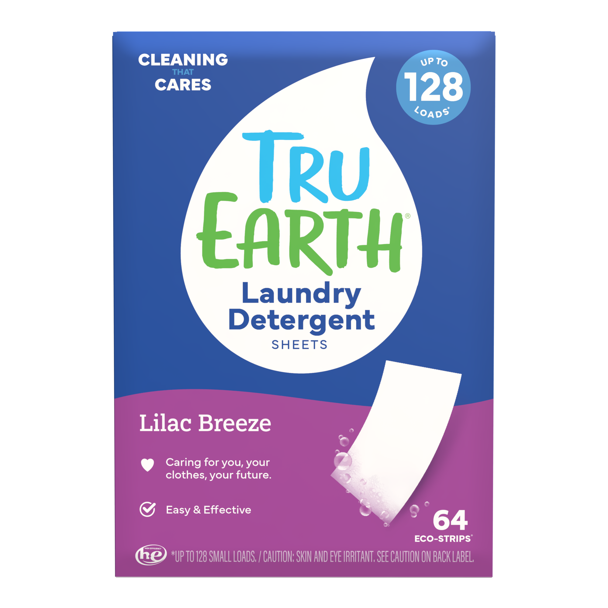 TruEarth Laundry Detergent Lilac Breeze Front of Package || 64 Strips