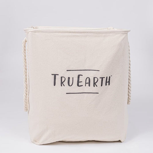 Tru Earth Large Laundry Hamper Collapsible Natural Canvas with Rope Handles