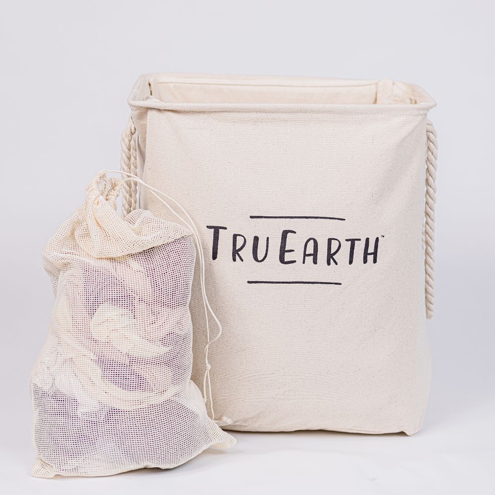 Tru Earth Large Laundry Hamper Collapsible Natural Canvas with Rope Handles