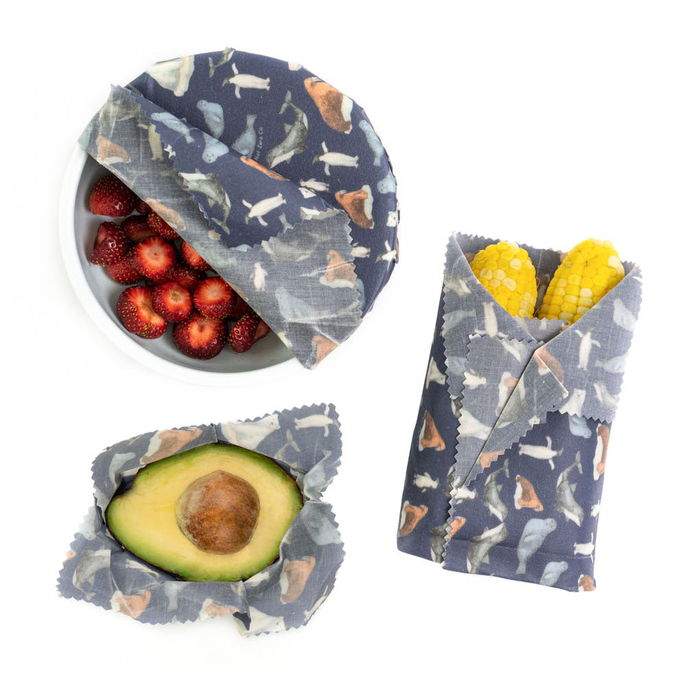 Reusable Beeswax Food Wraps In Arctic Navy